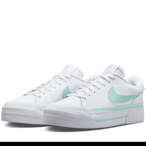 Nike Women's Court Legacy Lift Platform Sneakers in White/Mint